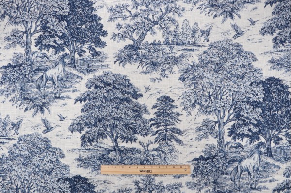 Click for Covington Yellowstone Printed Linen Blend Drapery Fabric in 50-Bluebell  Covington Yellowstone Printed Linen Blend Drapery Fabric in 50-Bluebell