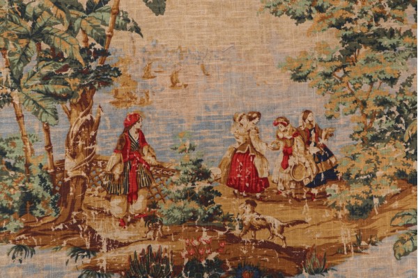 Click for Covington Bosporus Printed Linen Blend Drapery Fabric in 128-Billiard  Covington Bosporus Printed Linen Blend Drapery Fabric in 128-Billiard