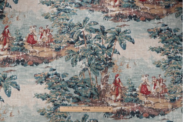 Click for Covington Bosporus Printed Linen Blend Drapery Fabric in 299-English Green  Covington Bosporus Printed Linen Blend Drapery Fabric in 299-English Green