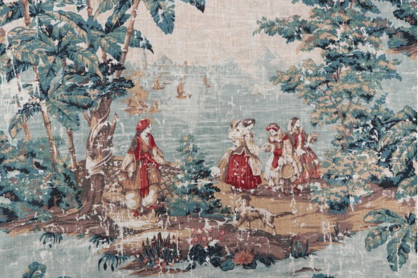 Click for Covington Bosporus Printed Linen Blend Drapery Fabric in 299-English Green  Covington Bosporus Printed Linen Blend Drapery Fabric in 299-English Green