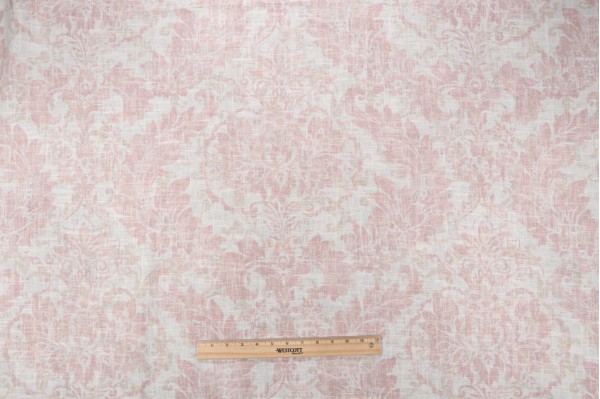 Covington Downton Printed Linen Blend Drapery Fabric in 7-Blush 