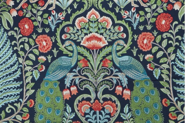 Sample of Covington Winthrop Printed Cotton Drapery Fabric in 54-Sapphire 