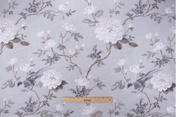Covington Joybird Printed Cotton Drapery Fabric in 96-Dove 