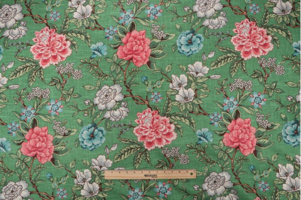 Covington Amesbury Printed Linen Blend Drapery Fabric in 212-Garden 