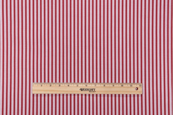 Magnolia Home Polo Stripe Printed Cotton Drapery Fabric in Scarlet 