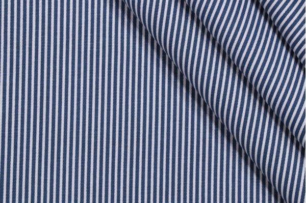 Magnolia Home Oxford Stripe Printed Cotton Drapery Fabric in Navy 