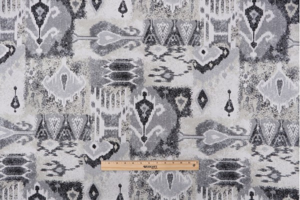 Magnolia Home Jambi Printed Cotton Drapery Fabric in Graphite 