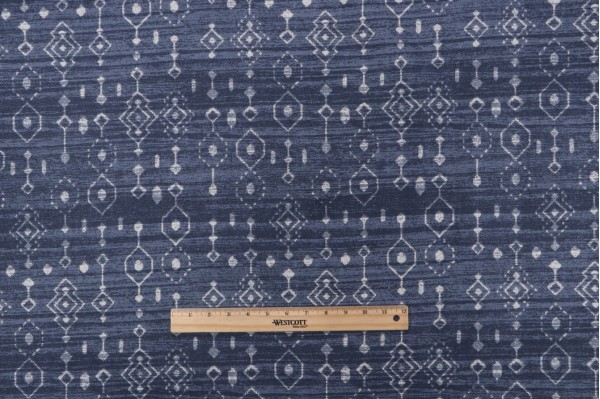 Magnolia Home Taos Printed Cotton Drapery Fabric in Navy 