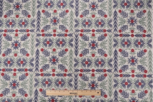 P Kaufmann Mughal Garden Embroidered Drapery Fabric in Indigo 