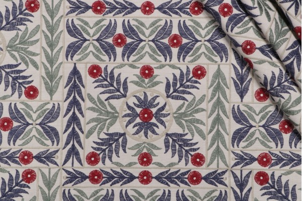 P Kaufmann Mughal Garden Embroidered Drapery Fabric in Indigo 