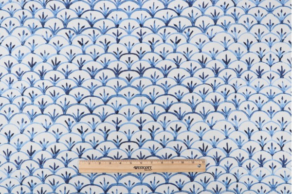 Hamilton Everly Printed Cotton Drapery Fabric in Blue 