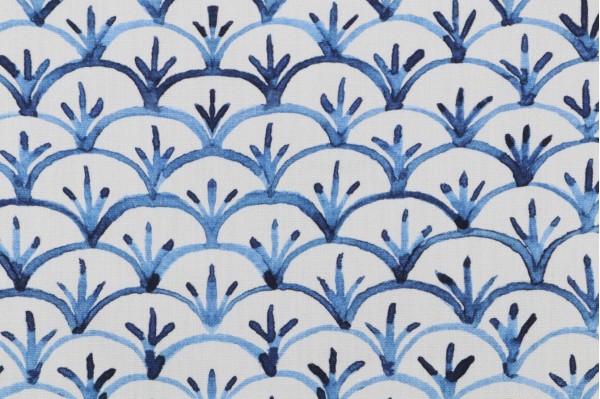 Hamilton Everly Printed Cotton Drapery Fabric in Blue 