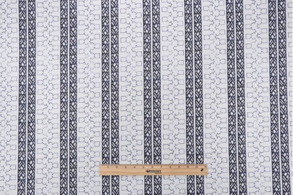 Hamilton Dynasty Printed Cotton Drapery Fabric in Ink 