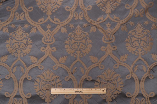 Sample of Thibaut Brenton AW2581 Damask Decorator Fabric in Slate 