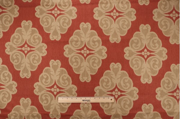 Thibaut Montgomery F96013 Printed Linen Blend Drapery Fabric in Red 