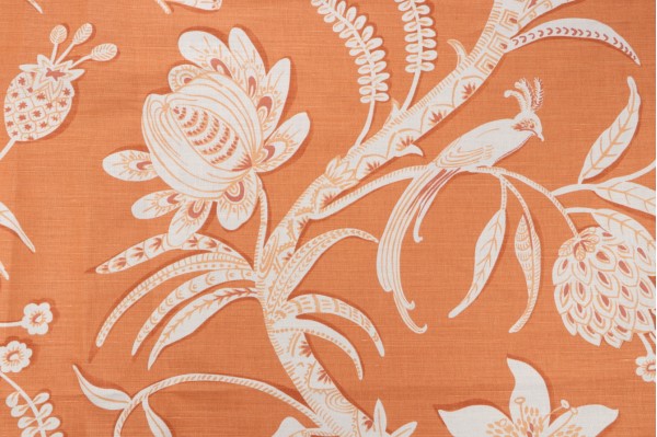 Thibaut Ecuador F99252 Printed Linen Blend Drapery Fabric in Orange 