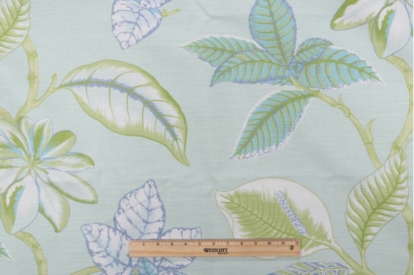 Thibaut Lucala Printed Linen Blend Drapery Fabric in Aqua and Green F95751