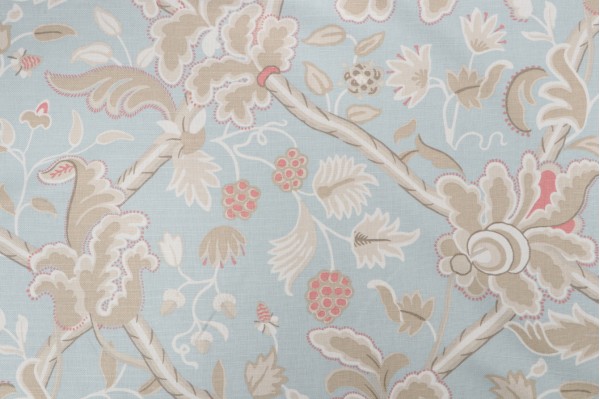 Thibaut Denmark F96035 Printed Cotton Blend Drapery Fabric in Aqua