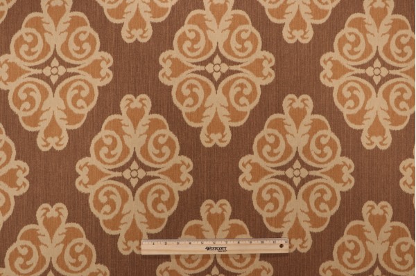 Thibaut Montgomery F96015 Printed Linen Blend Drapery Fabric in Brown