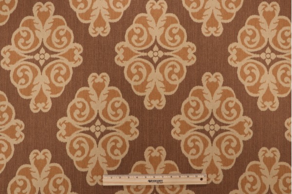 Thibaut Montgomery F96015 Printed Linen Blend Drapery Fabric in Brown