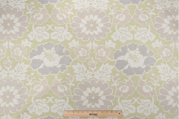 Anna French Shima AF2586 Printed Linen Blend Drapery Fabric in Apple Green for Thibaut