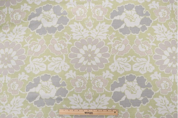 Anna French Shima AF2586 Printed Linen Blend Drapery Fabric in Apple Green for Thibaut