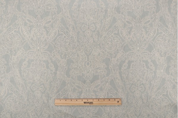 Stroheim Chattooga Paidley Printed Linen Drapery Fabric in Grey 