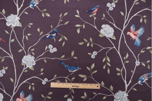 Fabricut Vern Yip Trend #1 Chino Final Printed Linen Blend Drapery Fabric in Eggplant 