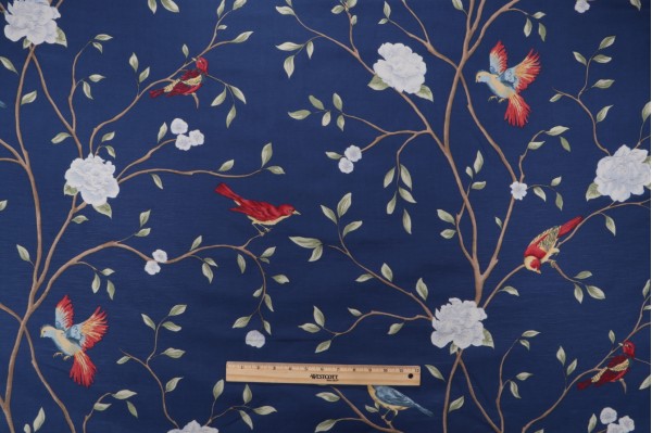 Fabricut Vern Yip Trend #1 Chino Final Printed Linen Blend Drapery Fabric in Sapphire 