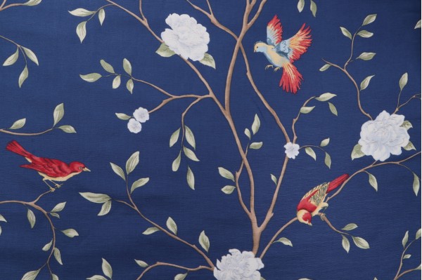 Fabricut Vern Yip Trend #1 Chino Final Printed Linen Blend Drapery Fabric in Sapphire 