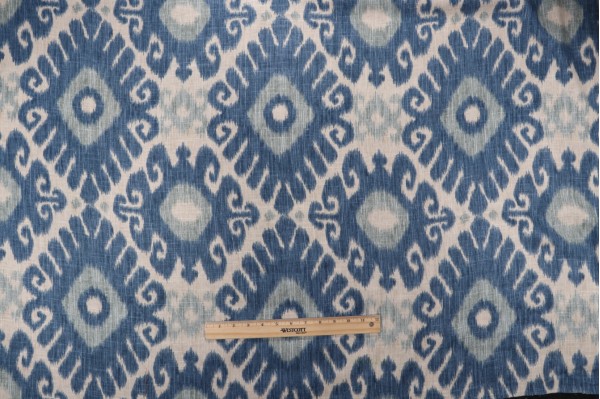 Fabricut Jaclyn Smith Trend JSP502606 Printed Linen Blend Drapery Fabric in Indigo 