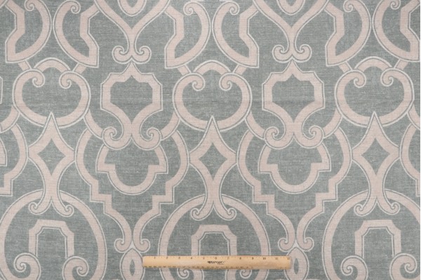Thibaut Barrowgate F94714 Printed Linen Blend Drapery Fabric in Aqua