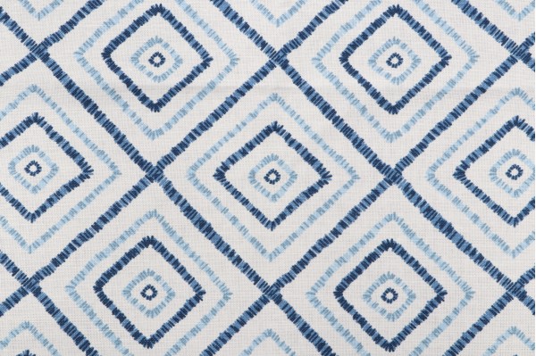 Thibaut Kozar F94925 Printed Drapery Fabric in Navy and White