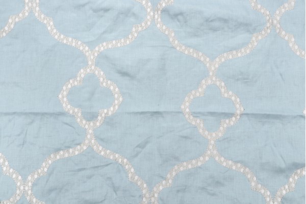 Thibaut Gibralter W72772 Embroidered Drapery Fabric in Blue