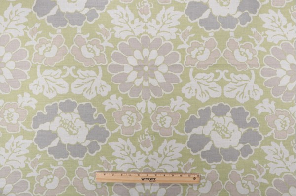 Click for 1 Yards Anna French Shima AF2586 Printed Linen Blend Drapery Fabric in Apple Green for Thibaut Anna French Shima AF2586 Printed Linen Blend Drapery Fabric in Apple Green for Thibaut
