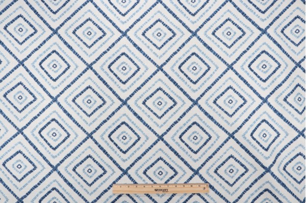 Thibaut Kozar F94925 Printed Drapery Fabric in Navy and White