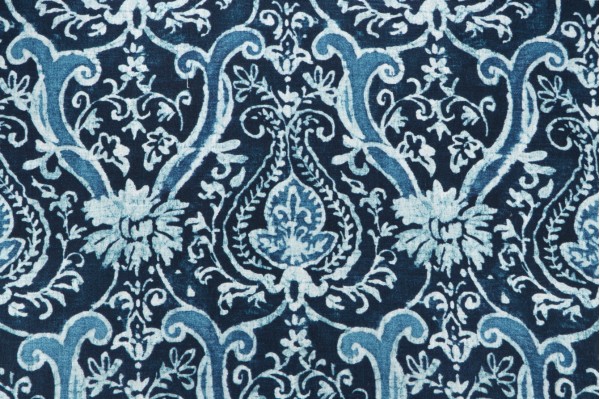 PK Lifestyles Sarasa Printed Linen Blend Drapery Fabric in Baltic