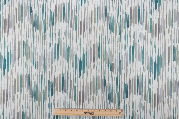 Kelly Ripa Home Drizzle Printed Cotton Drapery Fabric in Seaglass