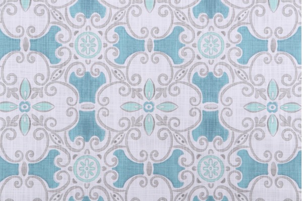 Premier Prints Promenade-Slub Canvas Printed Cotton Drapery Fabric in Fountain