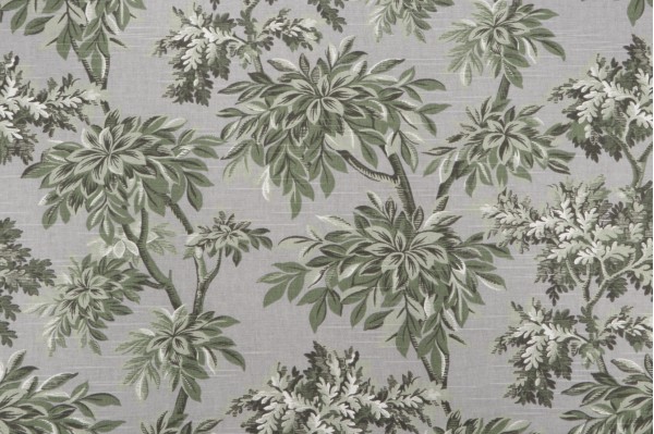 Robert Allen Sylvan Printed Cotton Drapery Fabric in Graystone