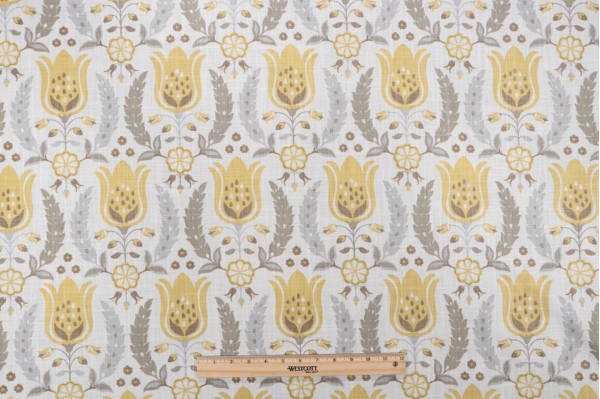 Robert Allen Ornate Frame Printed Cotton Drapery Fabric in Zest