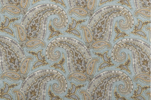 Robert Allen New Paisley Printed Cotton Drapery Fabric in Dew
