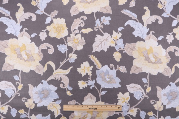 Robert Allen Lolita Printed Cotton Drapery Fabric in Dandelion