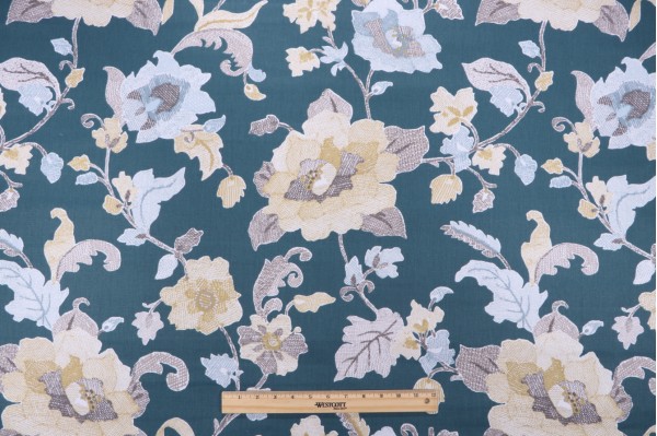 Click for 1 Yards Robert Allen Lolita Printed Cotton Drapery Fabric in Peacock Robert Allen Lolita Printed Cotton Drapery Fabric in Peacock