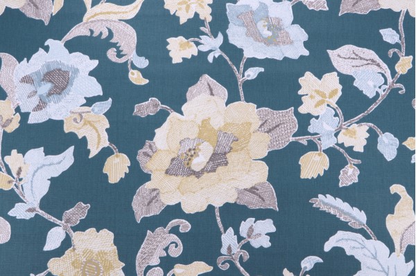 Click for 1 Yards Robert Allen Lolita Printed Cotton Drapery Fabric in Peacock Robert Allen Lolita Printed Cotton Drapery Fabric in Peacock