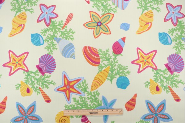 Robert Allen Susan Sargent Beach Bongo Printed Acrylic Outdoor Fabric in Multi