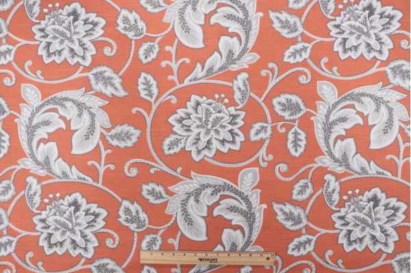 Duralee McGivern Printed Cotton Drapery Fabric in Orange