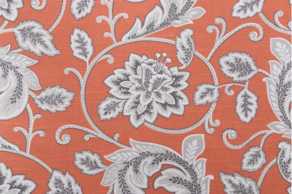 Duralee McGivern Printed Cotton Drapery Fabric in Orange