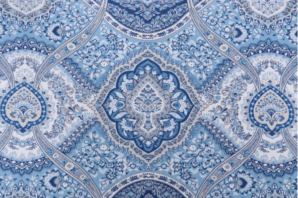 Duralee Abbotsford Printed Drapery Fabric in Blue