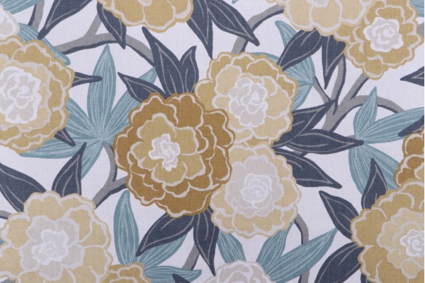 Robert Allen Peony Vine Printed drapery Fabric in Dew